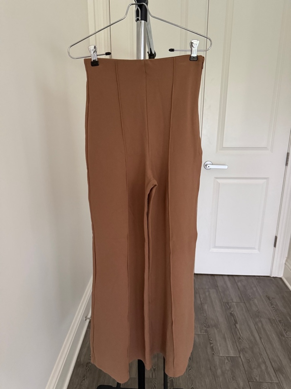 Quince Ankle Pants Womens Small Brown Ultra Stretch Ponte Pleated Wide Leg New